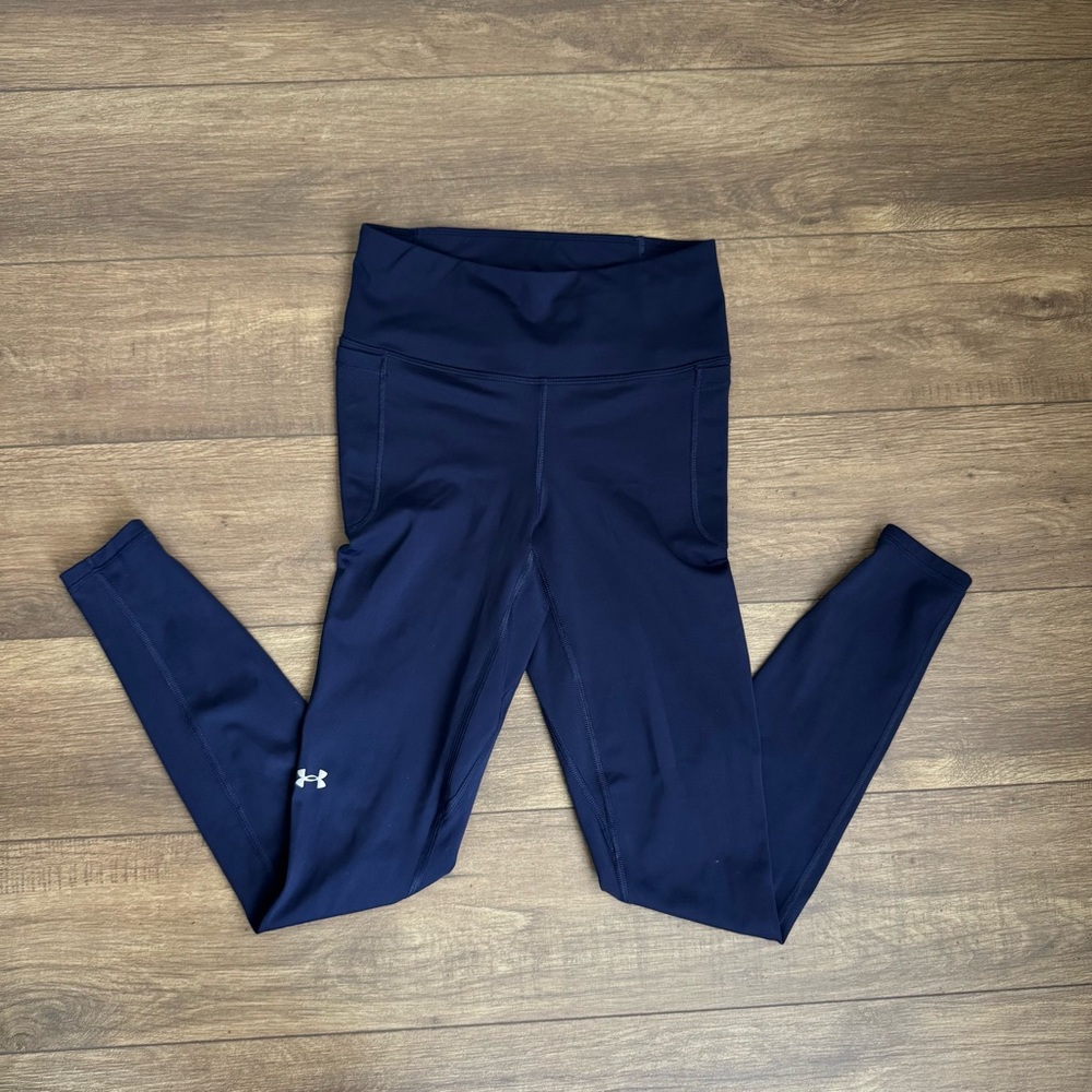 NWOT Under Armour UA Navy Blue Athletic Fitted Leggings Size Medium M